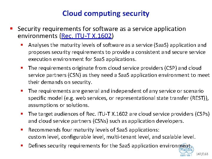 Cloud computing security § Security requirements for software as a service application environments (Rec.