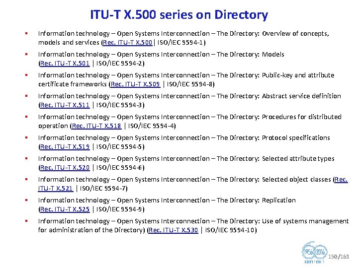 ITU T X. 500 series on Directory § Information technology – Open Systems Interconnection