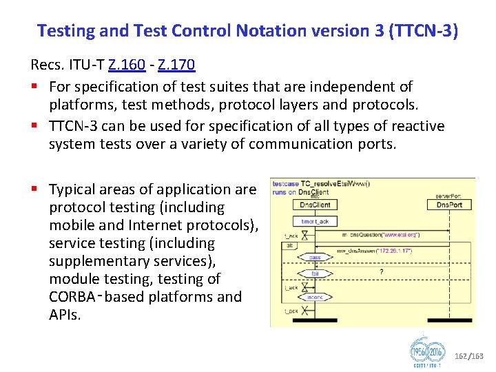 Testing and Test Control Notation version 3 (TTCN 3) Recs. ITU T Z. 160