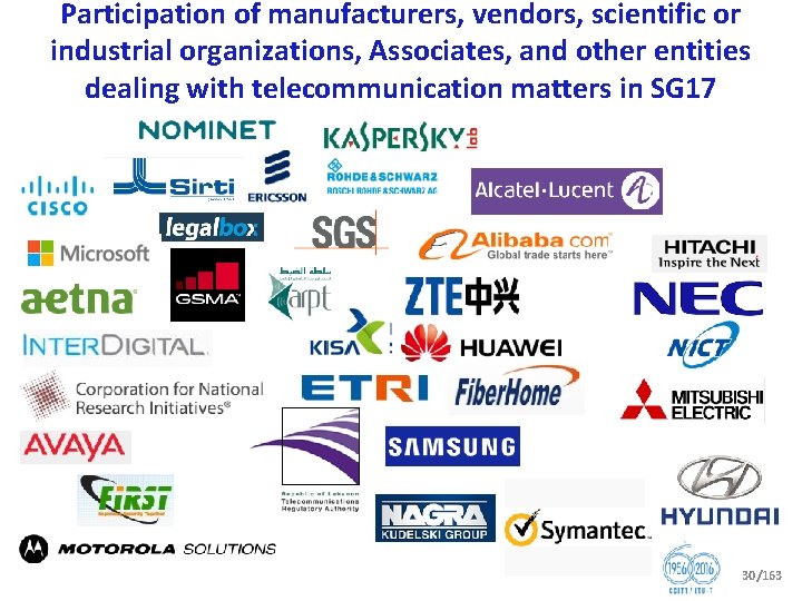Participation of manufacturers, vendors, scientific or industrial organizations, Associates, and other entities dealing with