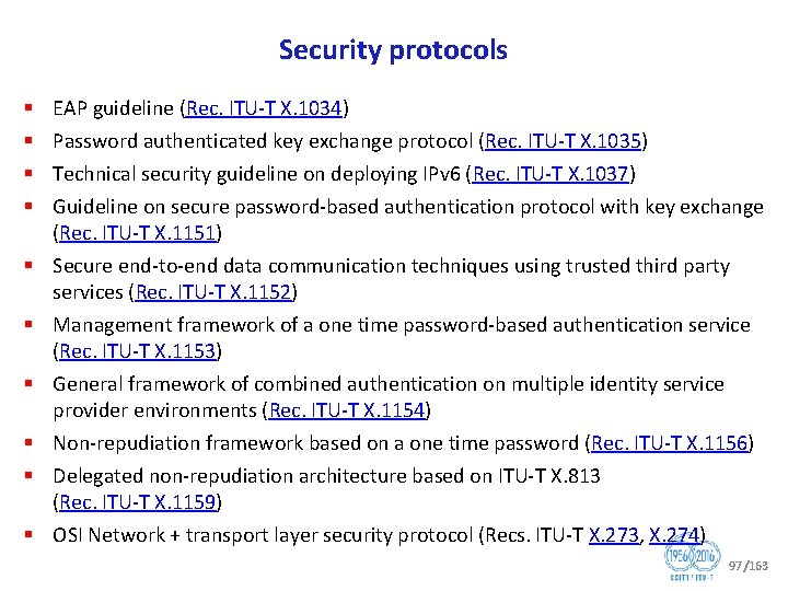 Security protocols § § § § § EAP guideline (Rec. ITU T X. 1034)