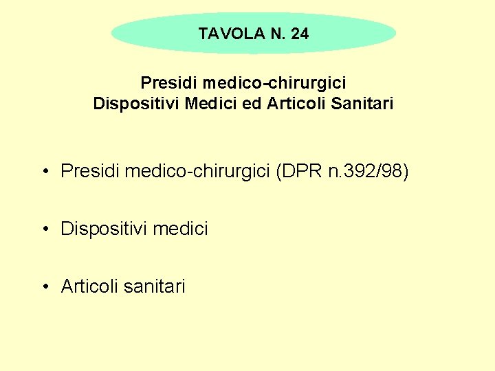 TAVOLA N. 24 Presidi medico-chirurgici Dispositivi Medici ed Articoli Sanitari • Presidi medico-chirurgici (DPR TAVOLA N. 24 Presidi medico-chirurgici Dispositivi Medici ed Articoli Sanitari • Presidi medico-chirurgici (DPR