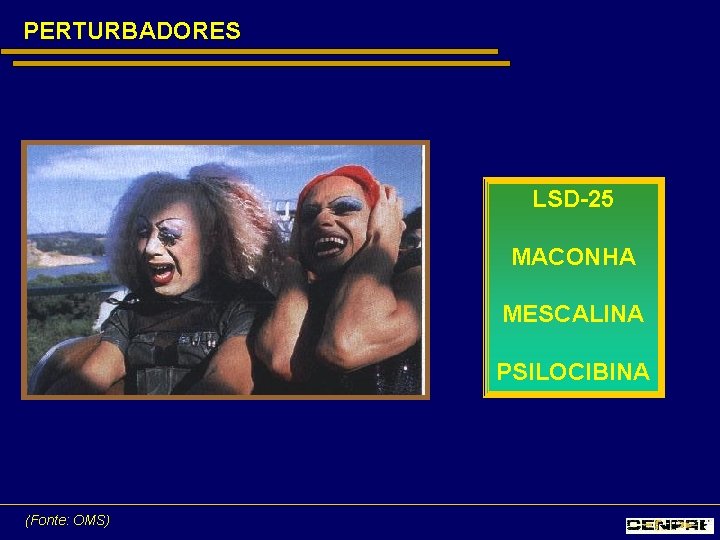 PERTURBADORES LSD-25 MACONHA MESCALINA PSILOCIBINA (Fonte: OMS) 