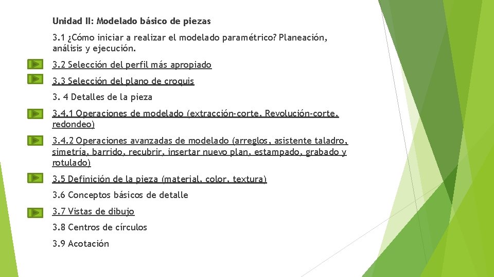 Unidad II: Modelado básico de piezas 3. 1 ¿Cómo iniciar a realizar el modelado