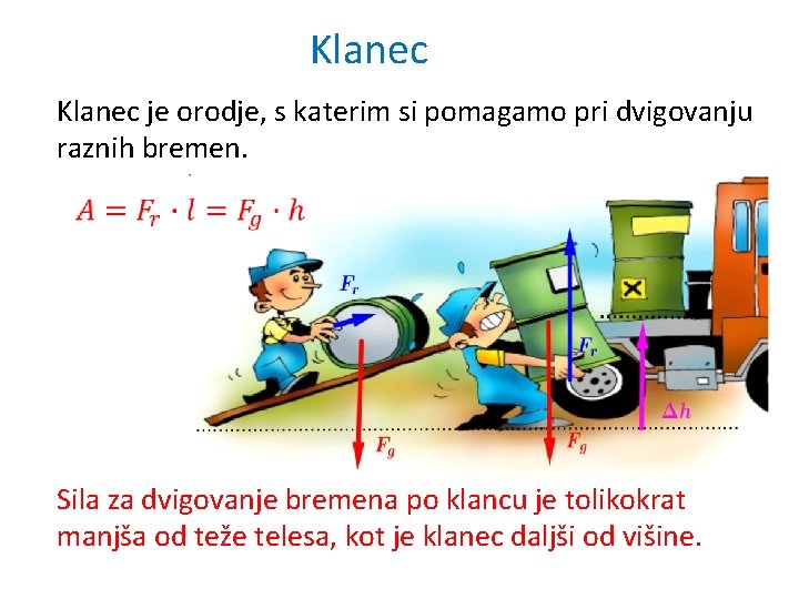 Klanec je orodje, s katerim si pomagamo pri dvigovanju raznih bremen. Sila za dvigovanje