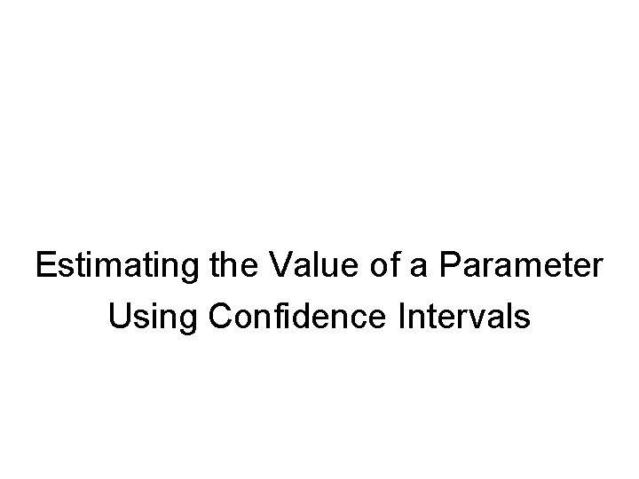 Estimating the Value of a Parameter Using Confidence Intervals 