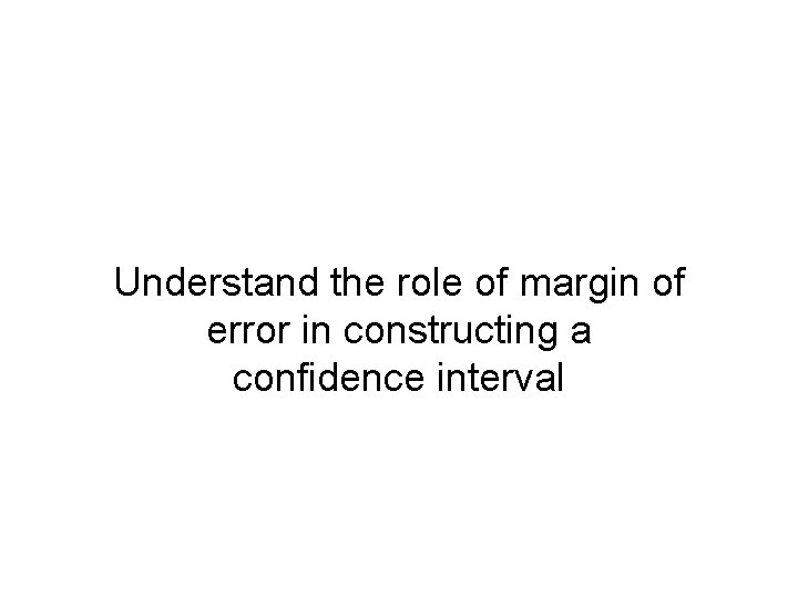 Understand the role of margin of error in constructing a confidence interval 