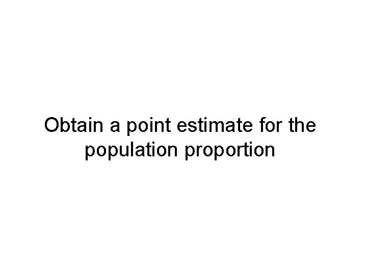 Obtain a point estimate for the population proportion 
