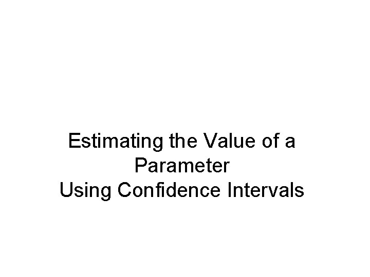 Estimating the Value of a Parameter Using Confidence Intervals 