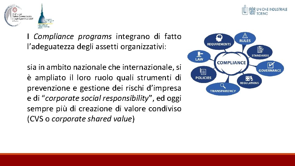 I Compliance programs integrano di fatto l’adeguatezza degli assetti organizzativi: sia in ambito nazionale