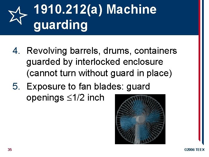 1910. 212(a) Machine guarding 4. Revolving barrels, drums, containers guarded by interlocked enclosure (cannot