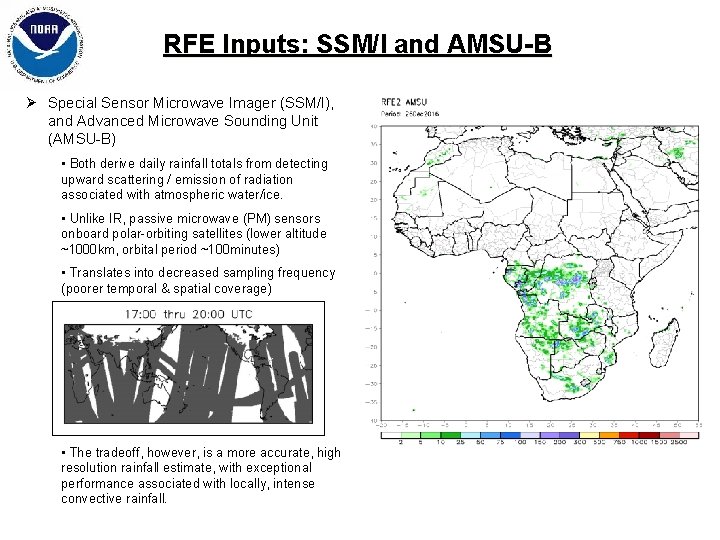 RFE Inputs: SSM/I and AMSU-B Ø Special Sensor Microwave Imager (SSM/I), and Advanced Microwave RFE Inputs: SSM/I and AMSU-B Ø Special Sensor Microwave Imager (SSM/I), and Advanced Microwave
