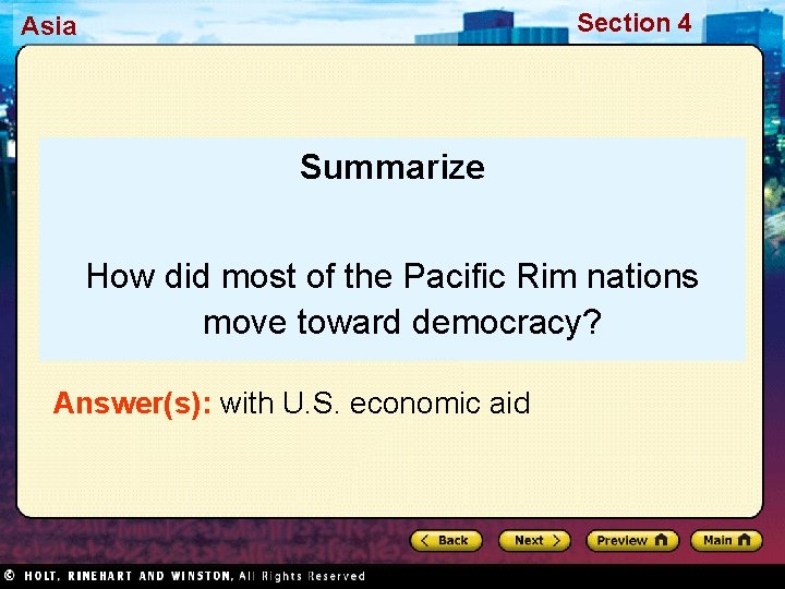 Section 4 Asia Summarize How did most of the Pacific Rim nations move toward