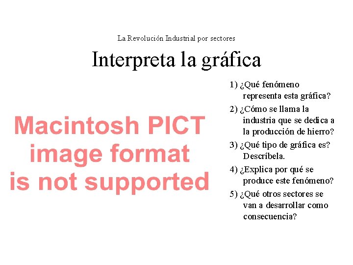 La Revolución Industrial por sectores Interpreta la gráfica 1) ¿Qué fenómeno representa esta gráfica? La Revolución Industrial por sectores Interpreta la gráfica 1) ¿Qué fenómeno representa esta gráfica?
