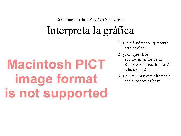 Consecuencias de la Revolución Industrial Interpreta la gráfica 1) ¿Qué fenómeno representa esta gráfica? Consecuencias de la Revolución Industrial Interpreta la gráfica 1) ¿Qué fenómeno representa esta gráfica?