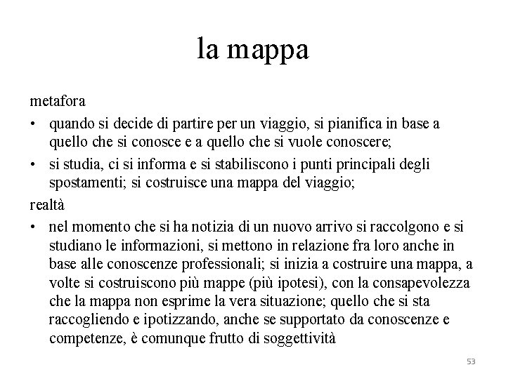 la mappa metafora • quando si decide di partire per un viaggio, si pianifica