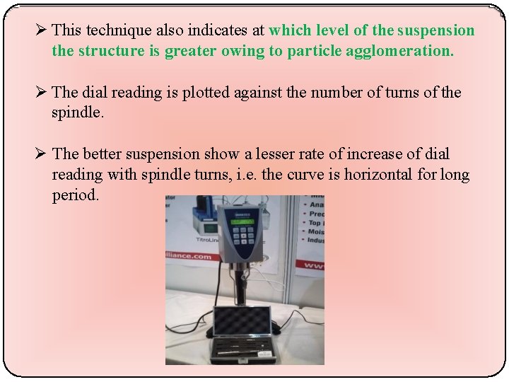  This technique also indicates at which level of the suspension the structure is