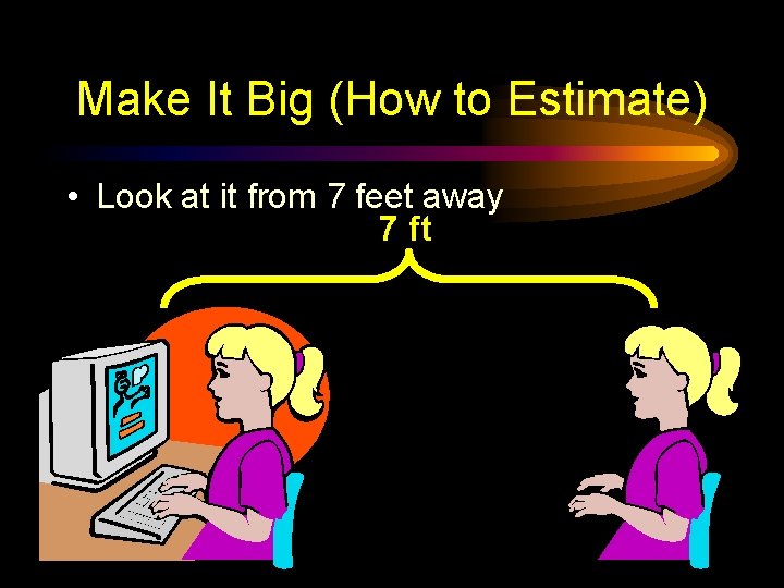 Make It Big (How to Estimate) • Look at it from 7 feet away