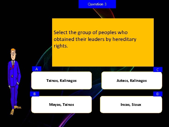 Question 3 Select the group of peoples who obtained their leaders by hereditary rights.