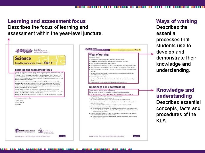 Learning and assessment focus Describes the focus of learning and assessment within the year-level