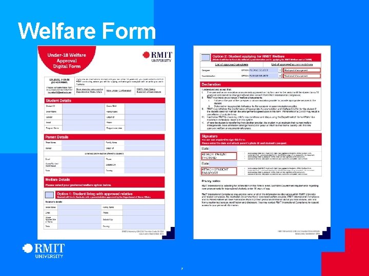 Welfare Form 7 Welfare Form 7