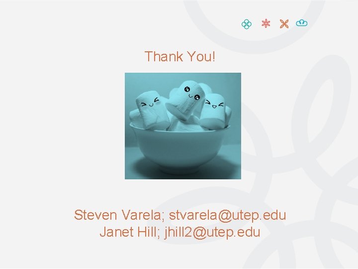 Thank You! Steven Varela; stvarela@utep. edu Janet Hill; jhill 2@utep. edu 