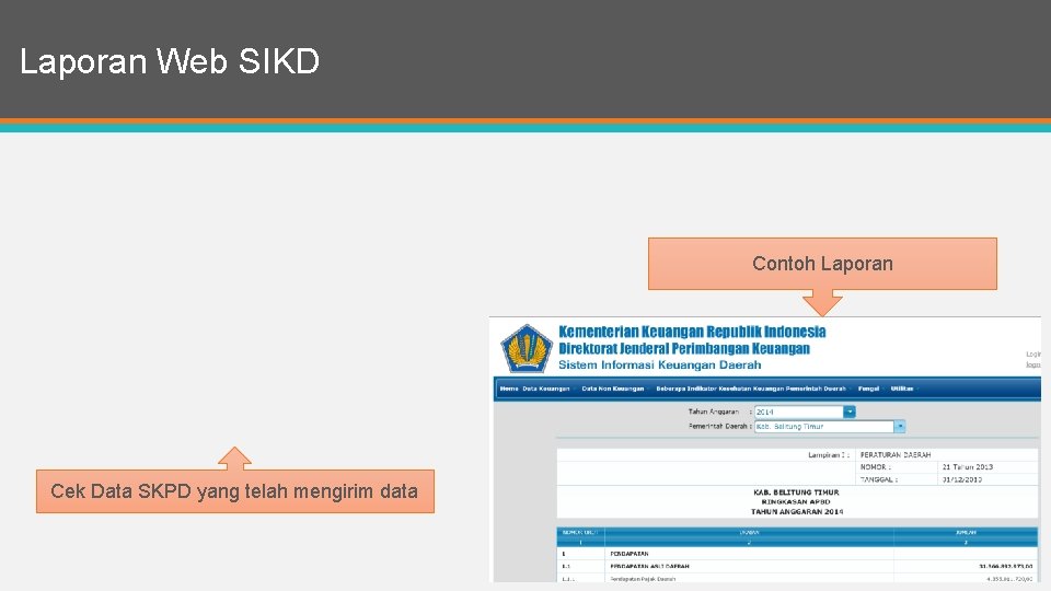 Laporan Web SIKD Contoh Laporan Cek Data SKPD yang telah mengirim data 