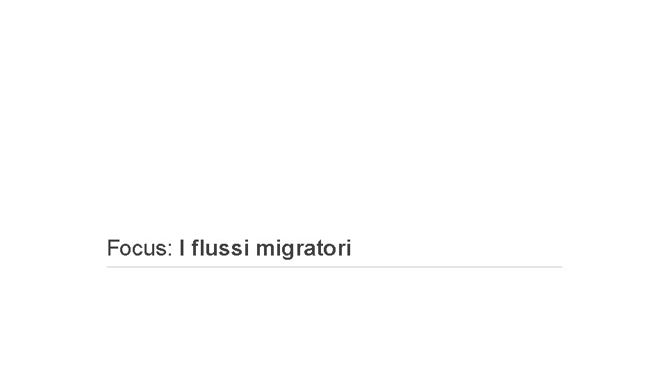 Focus: I flussi migratori 