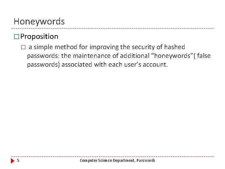 Honeywords � Proposition � 5 a simple method for improving the security of hashed