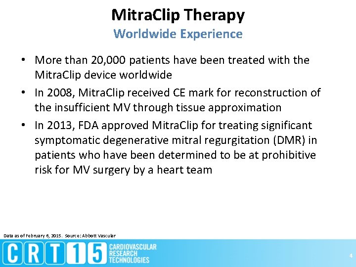 Mitra. Clip Therapy Worldwide Experience • More than 20, 000 patients have been treated