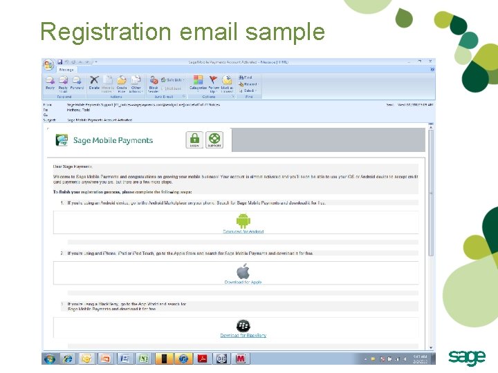 Registration email sample Registration email sample
