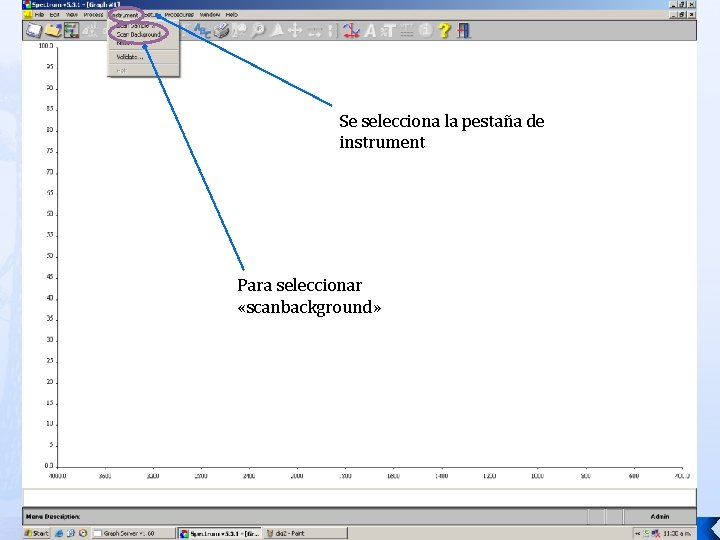 Se selecciona la pestaña de instrument Para seleccionar «scanbackground» 