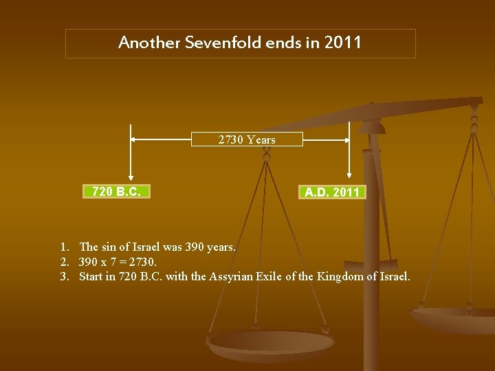 Another Sevenfold ends in 2011 2730 Years 720 B. C. A. D. 2011 1.