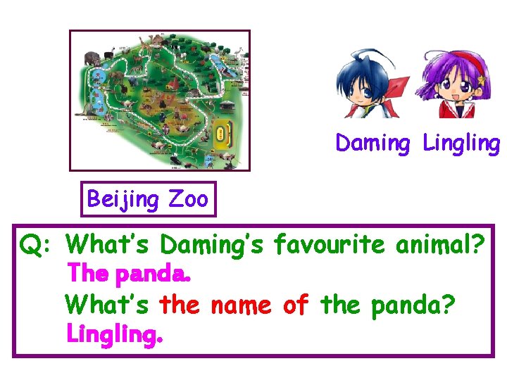 Daming Lingling Beijing Zoo Q: What’s Daming’s favourite animal? The panda. What’s the name