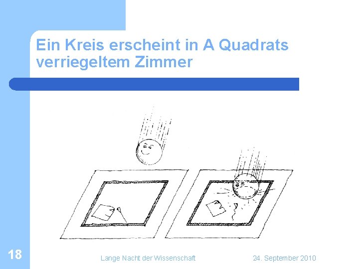 Ein Kreis erscheint in A Quadrats verriegeltem Zimmer 18 Lange Nacht der Wissenschaft 24. Ein Kreis erscheint in A Quadrats verriegeltem Zimmer 18 Lange Nacht der Wissenschaft 24.