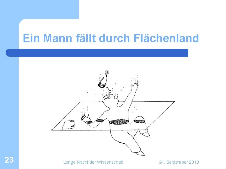 Ein Mann fällt durch Flächenland 23 Lange Nacht der Wissenschaft 24. September 2010 Ein Mann fällt durch Flächenland 23 Lange Nacht der Wissenschaft 24. September 2010