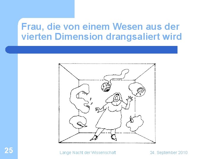 Frau, die von einem Wesen aus der vierten Dimension drangsaliert wird 25 Lange Nacht Frau, die von einem Wesen aus der vierten Dimension drangsaliert wird 25 Lange Nacht