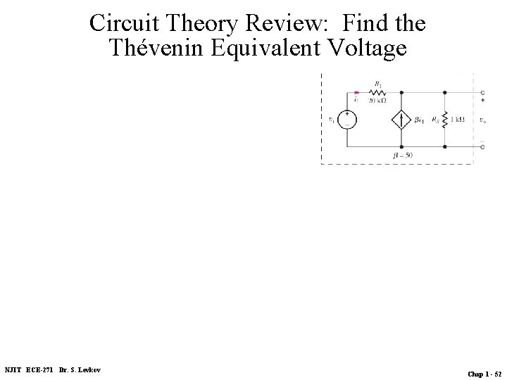 Circuit Theory Review: Find the Thévenin Equivalent Voltage NJIT ECE-271 Dr. S. Levkov Chap