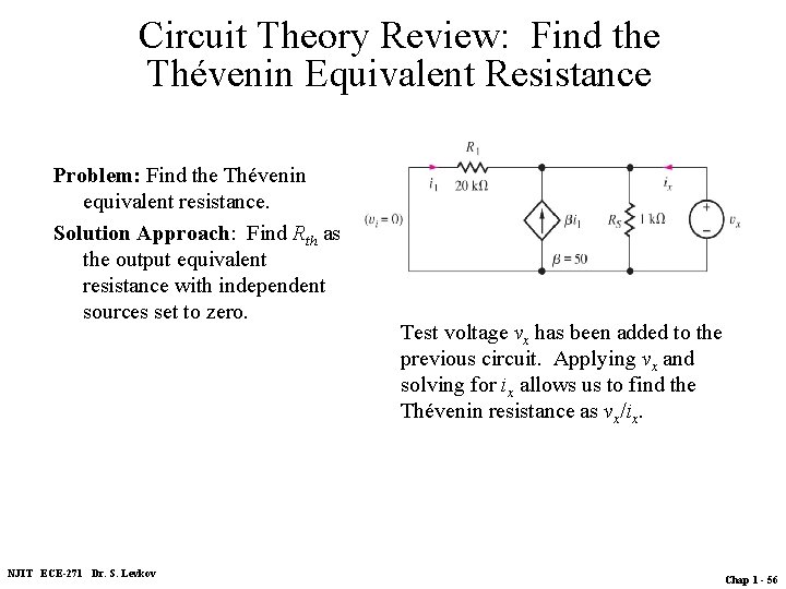 Circuit Theory Review: Find the Thévenin Equivalent Resistance Problem: Find the Thévenin equivalent resistance.