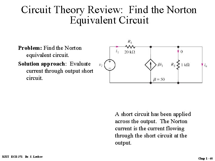 Circuit Theory Review: Find the Norton Equivalent Circuit Problem: Find the Norton equivalent circuit.