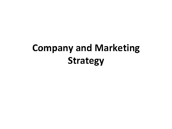 Company and Marketing Strategy 