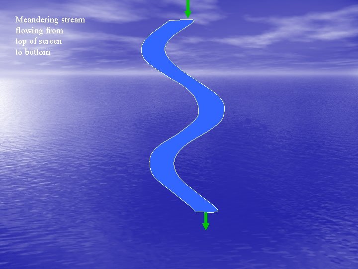 Meandering stream flowing from top of screen to bottom 