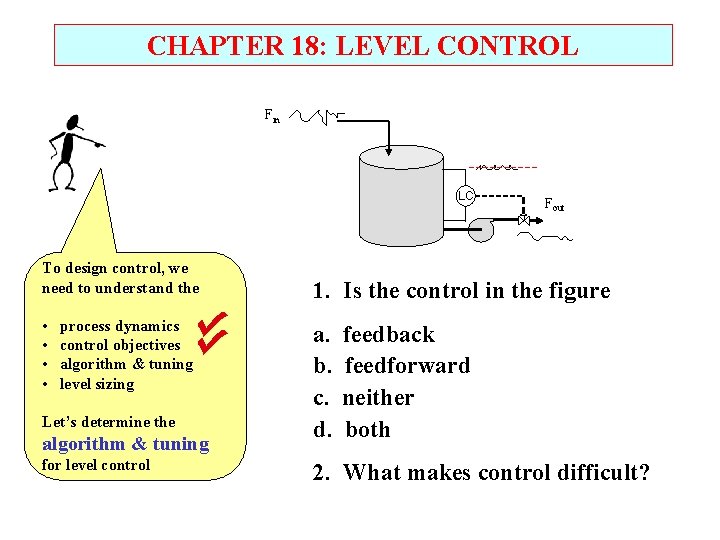 CHAPTER 18: LEVEL CONTROL Fin LC To design control, we need to understand the