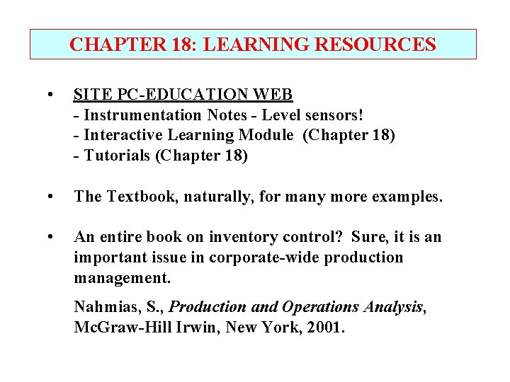 CHAPTER 18: LEARNING RESOURCES • SITE PC-EDUCATION WEB - Instrumentation Notes - Level sensors!