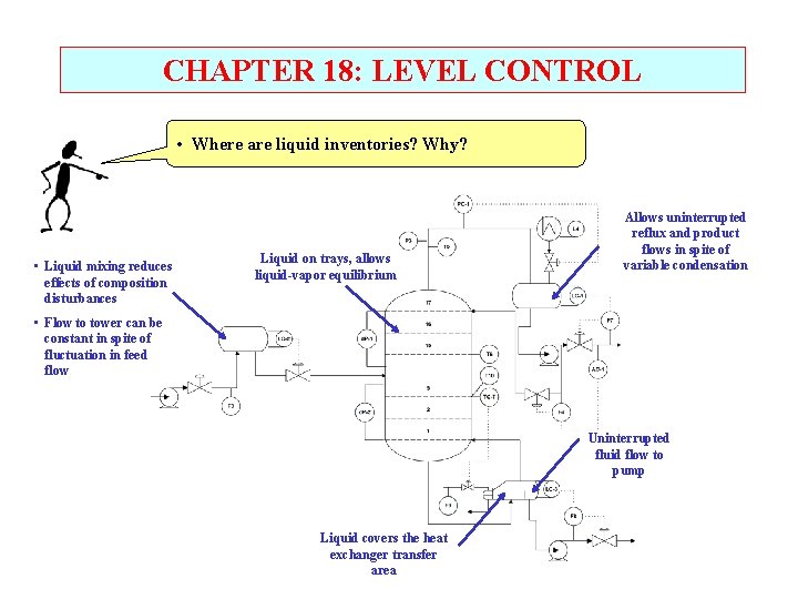 CHAPTER 18: LEVEL CONTROL • Where are liquid inventories? Why? • Liquid mixing reduces