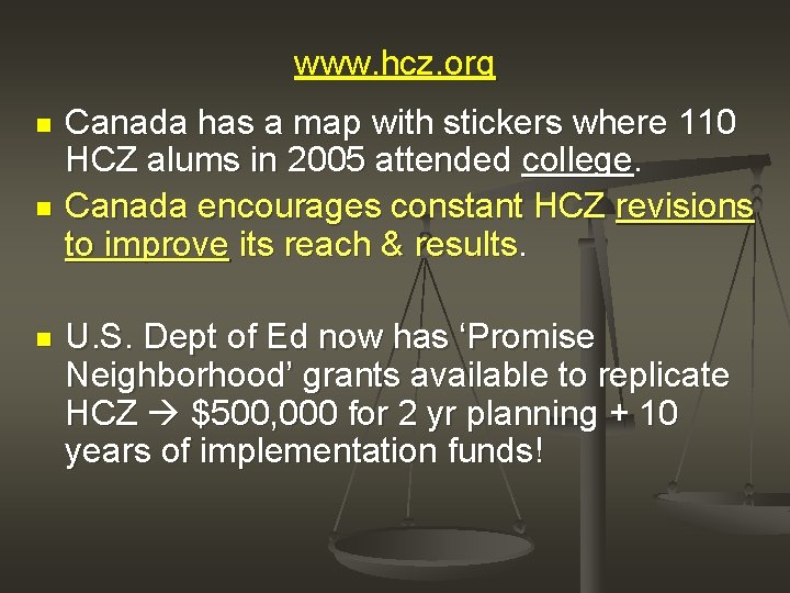 www. hcz. org n n n Canada has a map with stickers where 110