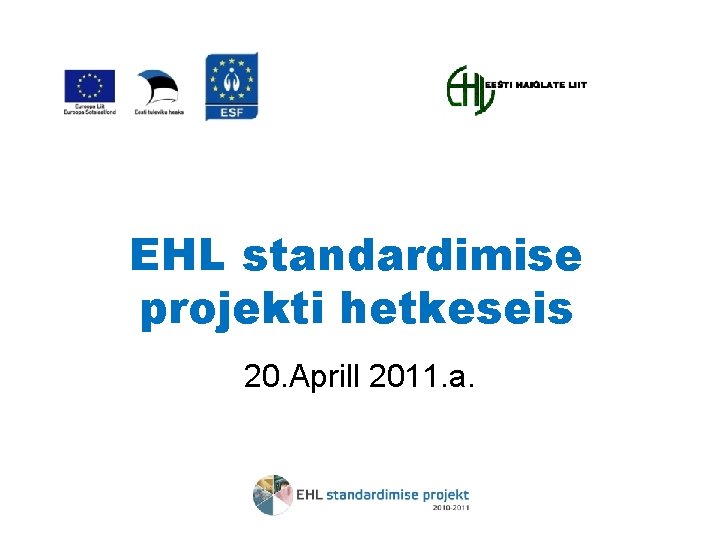 EHL standardimise projekti hetkeseis 20. Aprill 2011. a. 