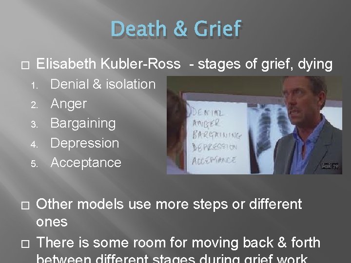 Death & Grief � Elisabeth Kubler-Ross - stages of grief, dying 1. 2. 3.