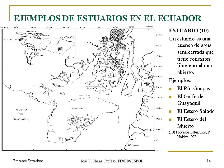 EJEMPLOS DE ESTUARIOS EN EL ECUADOR ESTUARIO (10) Un estuario es una cuenca de