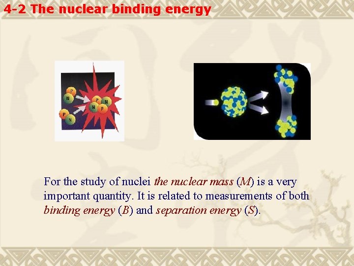 4 -2 The nuclear binding energy For the study of nuclei the nuclear mass